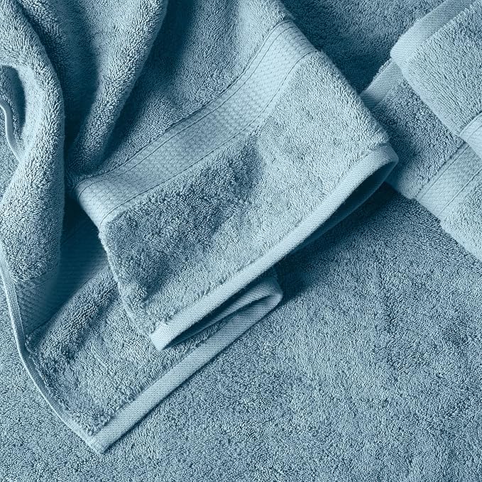 SUPERIOR Solid Egyptian Cotton Towel Set, Washcloths 13” x 13”, Hand Towels 20” - Image 3