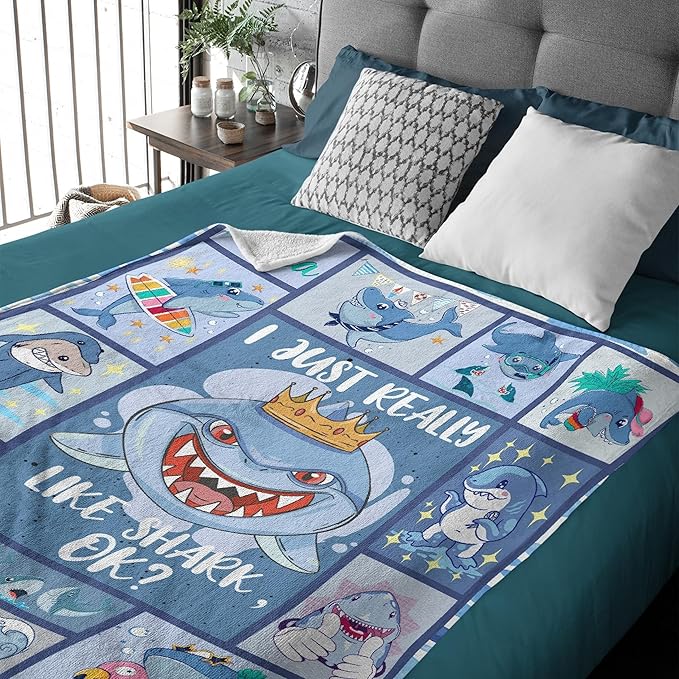 Fish Shark Flannel Fleece Blanket Throw Couch Microfiber Soft Cozy Lightweight - Image 3