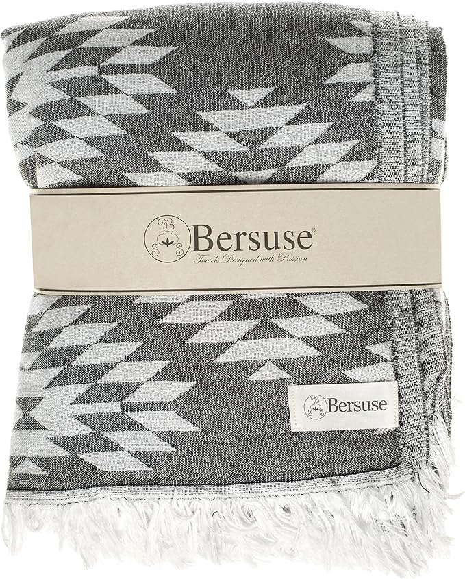 Bersuse 100% Cotton Teotihuacan XL Throw Blanket Turkish Towel Beach Blanket - Image 7